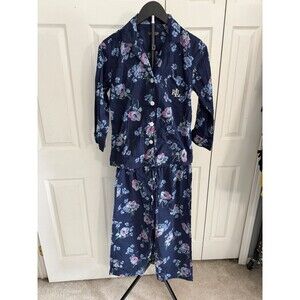 Lauren Ralph Lauren Black Label Floral Pajama Set Embroidered Logo M Loungewear